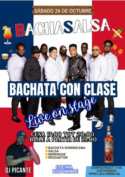 BachaSalsa met live on stage Bachata Con Clase: Le Club BBQ Restaurant te Zoetermeer