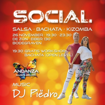 Andanza Social met DJ en gratis workshop Bachata: Andanza Salsa & Bachata te Bodegraven