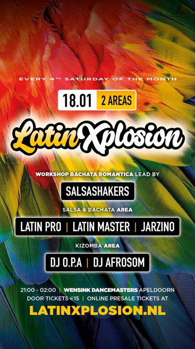 LATIN-X-PLOSION • 2 Area’s || Salsa & Bachata // Kizomba: DJ Latin Pro te Apeldoorn