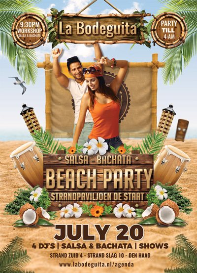 La Bodeguita presents:Beach Party_ Zaterdag 20 July_21:30 till 04:00: La Bodeguita te Den Haag